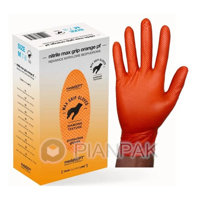 Rękawice nitrylowe medaSEPT MAX GRIP ORANGE